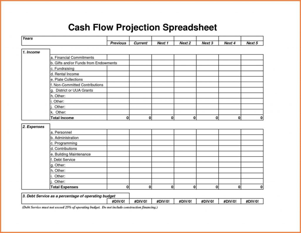 Cash Flow Projection Spreadsheet Template Db excel