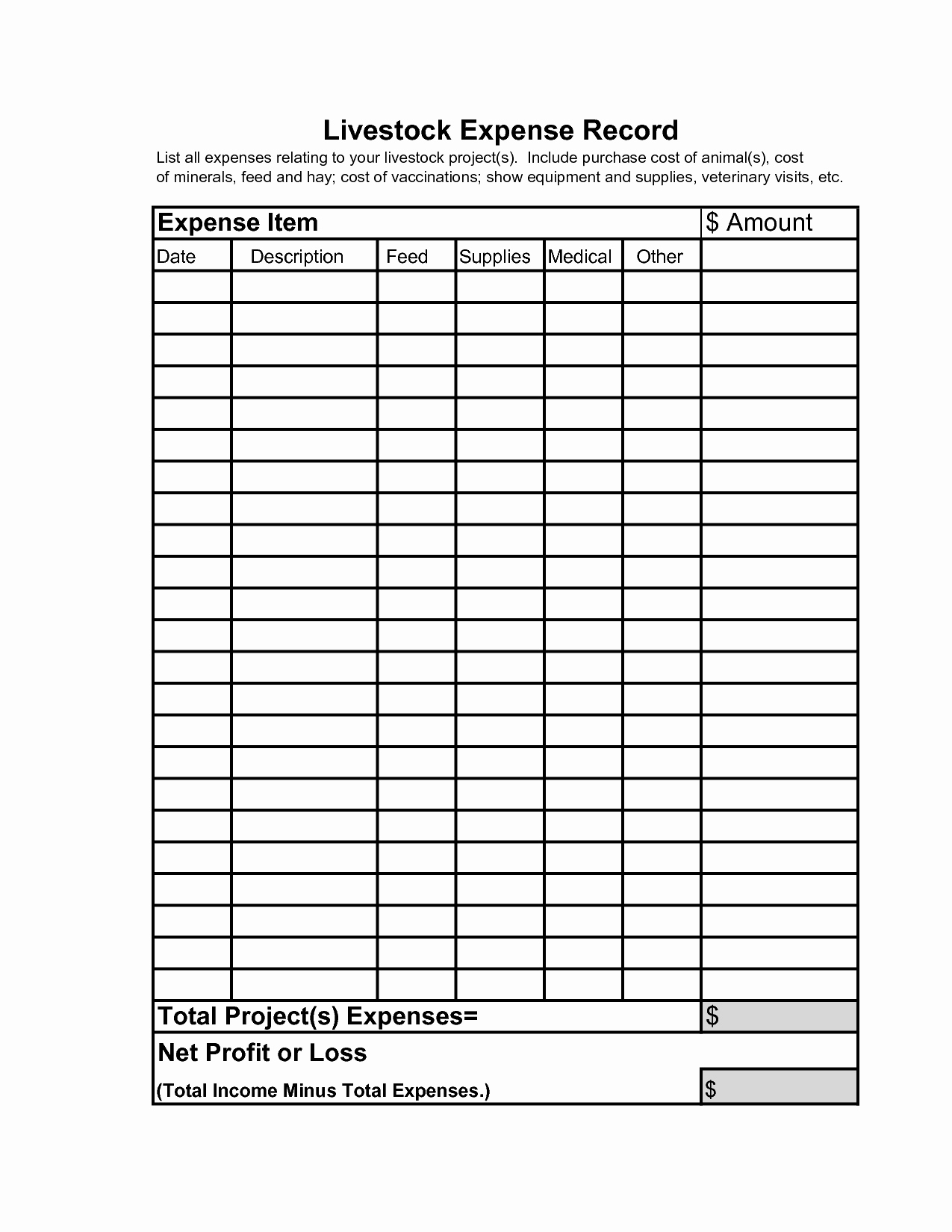 Free Printable Cattle Record Keeping Forms