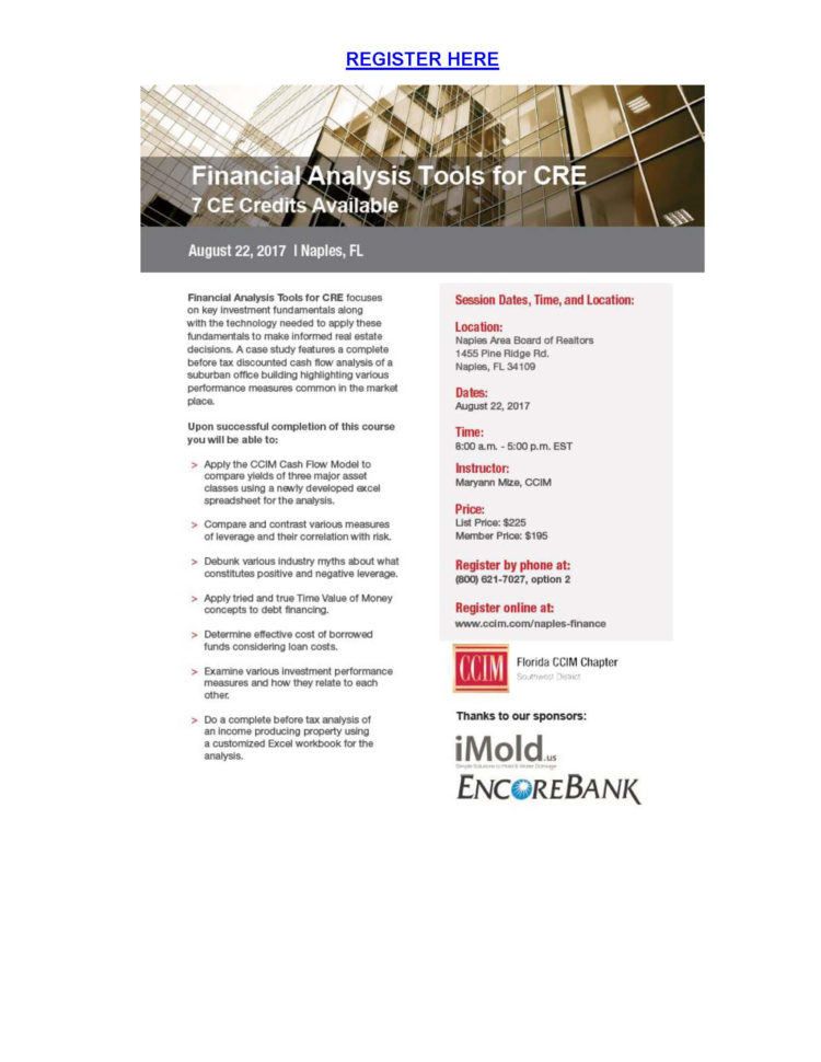 Ccim Excel Spreadsheets Inside Naples Area Board Of Realtors®  Ccim  Ccim