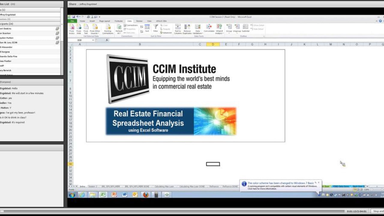 Ccim Excel Spreadsheets With Real Estate Financial Analysis Using Excel Session 3 On Vimeo