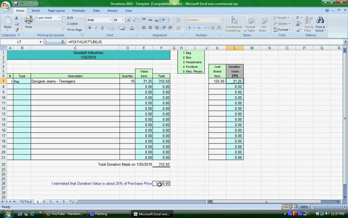 Charitable Donation Spreadsheet With Regard To Excel Charitable Donation Spreadsheet Instructions Youtube