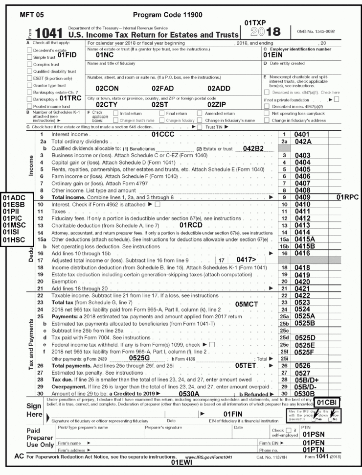 Charitable Remainder Trust Spreadsheet Regarding 3.12.14 Income Tax Returns For Estates And Trusts Forms 1041, 1041