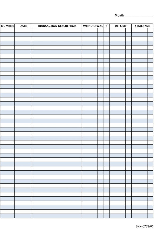Check Register Spreadsheet Template throughout Free Printable Checkbook