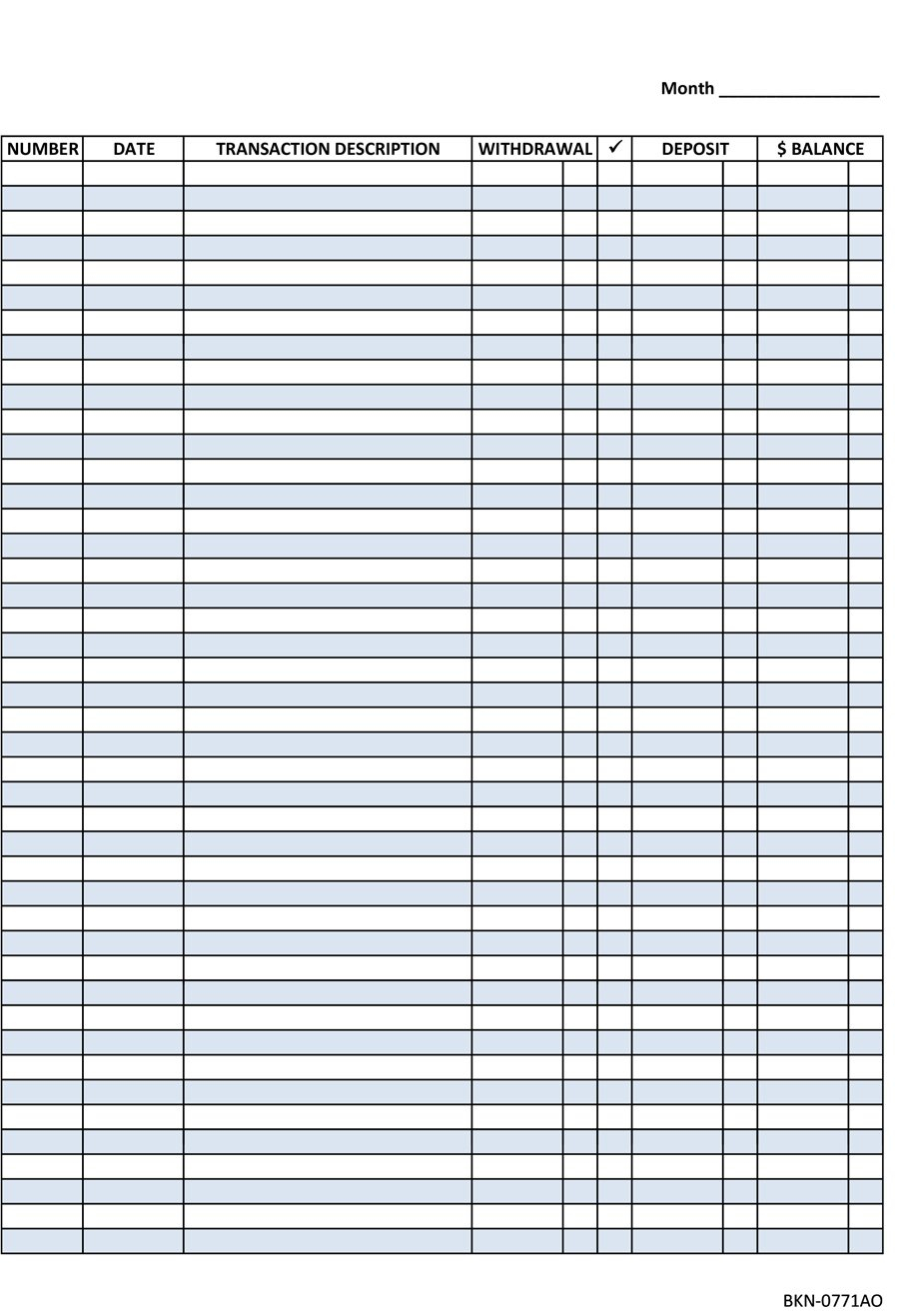 free printable checkbook register template