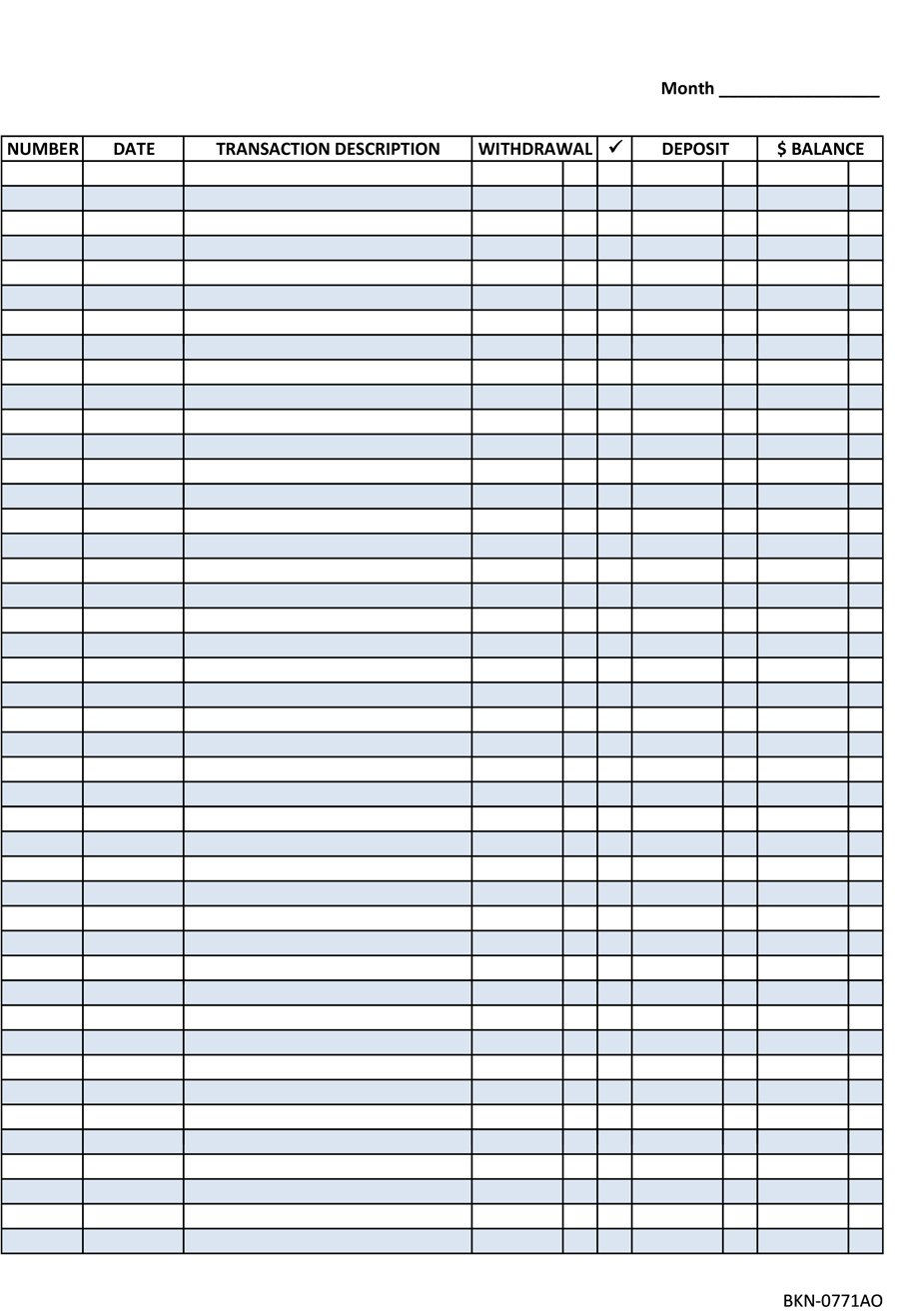 Printable Check Register Sheets Excel Templates