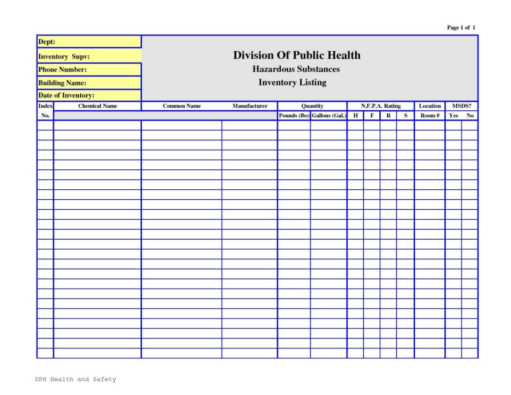 Chemical Inventory Spreadsheet Within Chemical Inventory Template Excel Database Spreadsheet Sheet