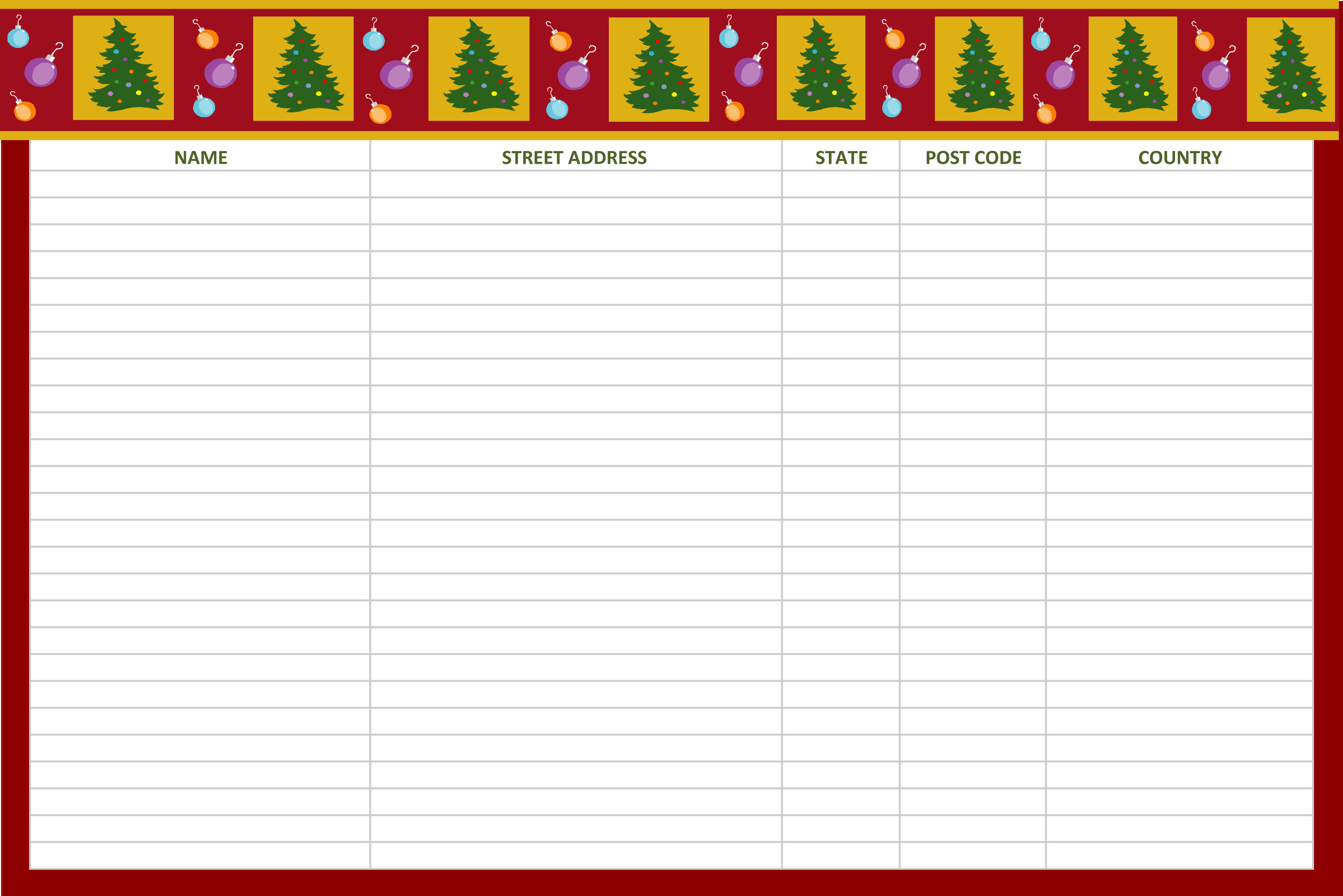 Christmas List Template Google Sheets