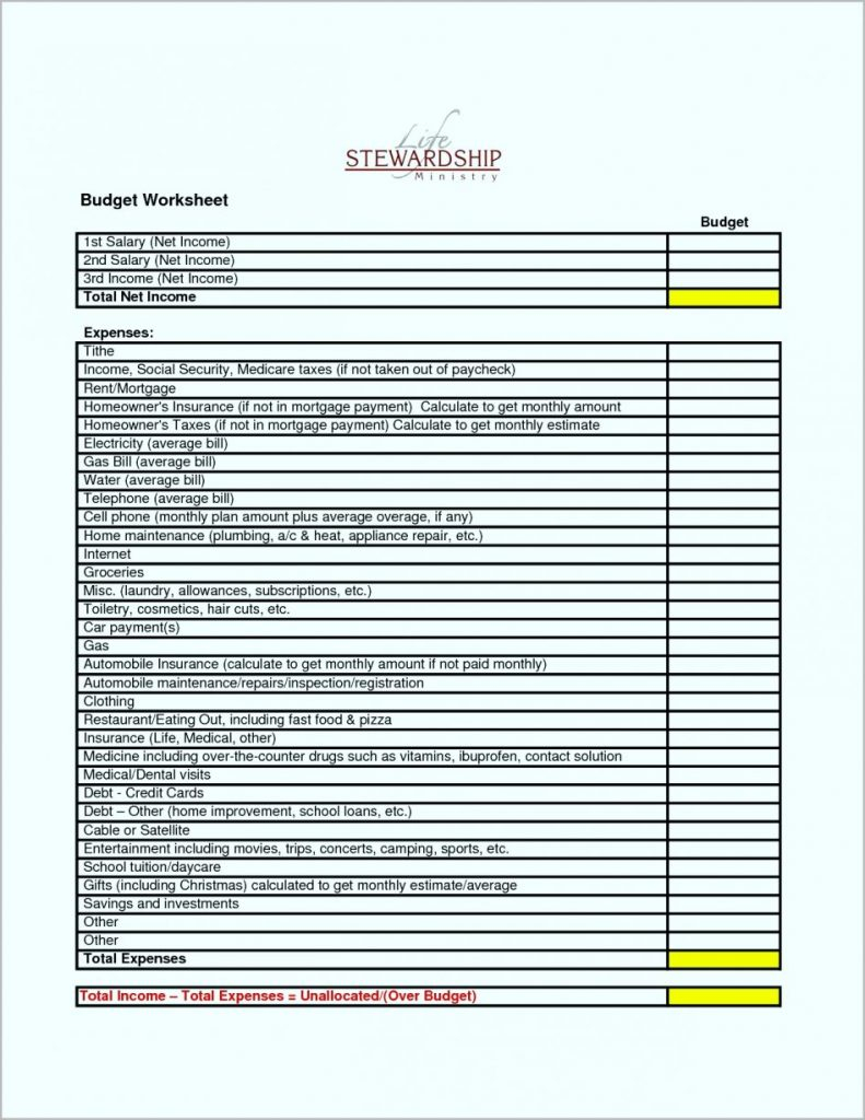 Church Income And Expense Statement Template Excel 9261