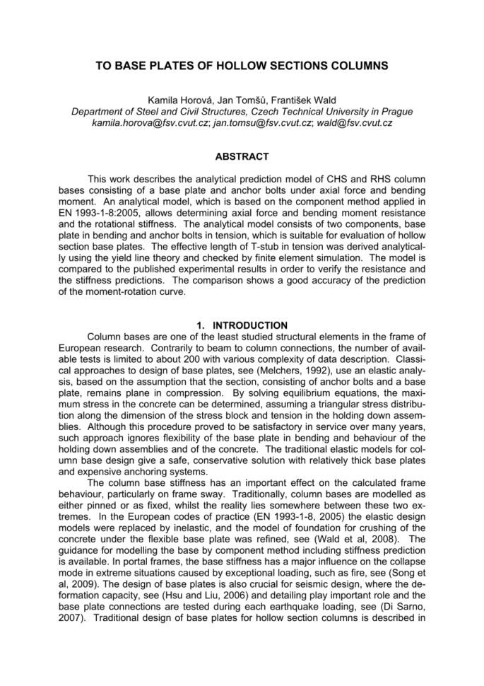 Circular Base Plate Design Spreadsheet Inside Pdf Design Of Circular Hollow Section Base Plates