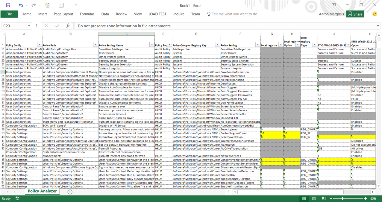 Cis Benchmark Excel Spreadsheet Regarding New Tool: Policy Analyzer – Microsoft Security Guidance Blog