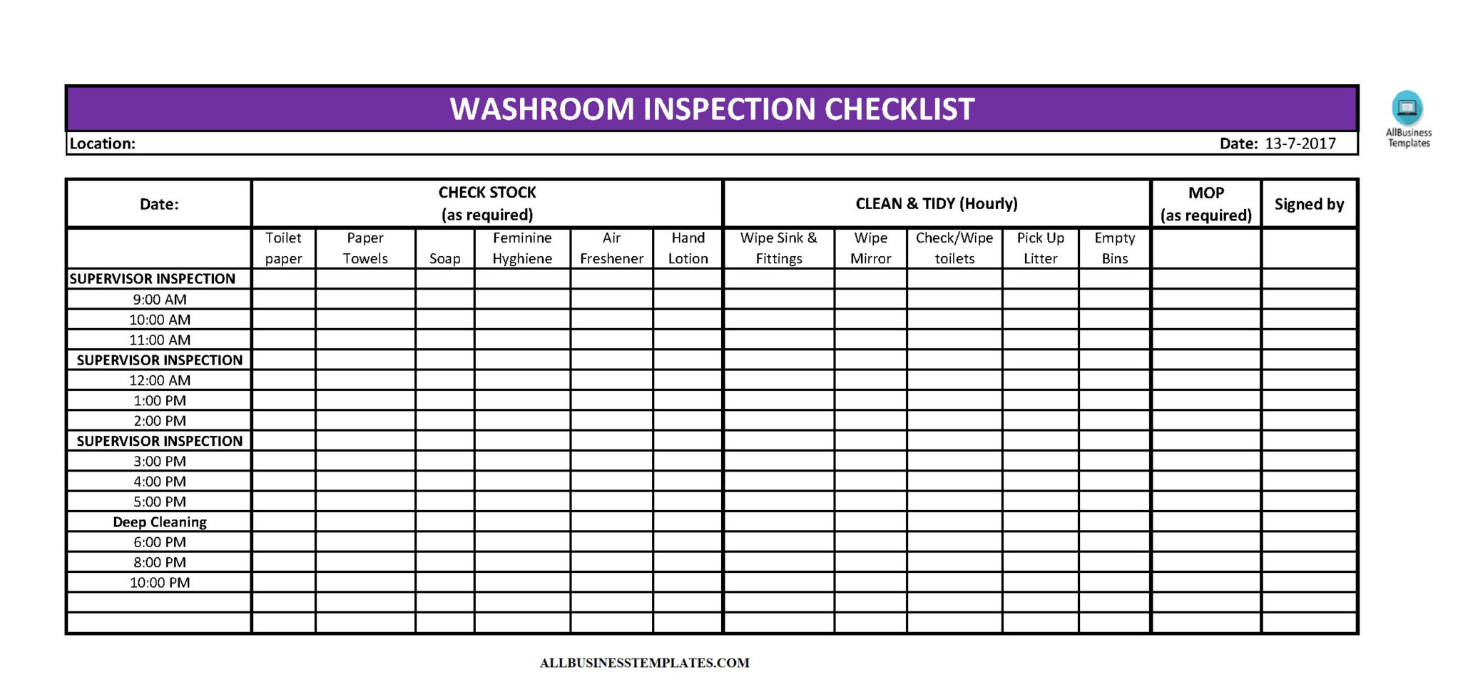Cleaning Spreadsheet Within Toilet Cleaning Checklist Excel  Templates At Allbusinesstemplates