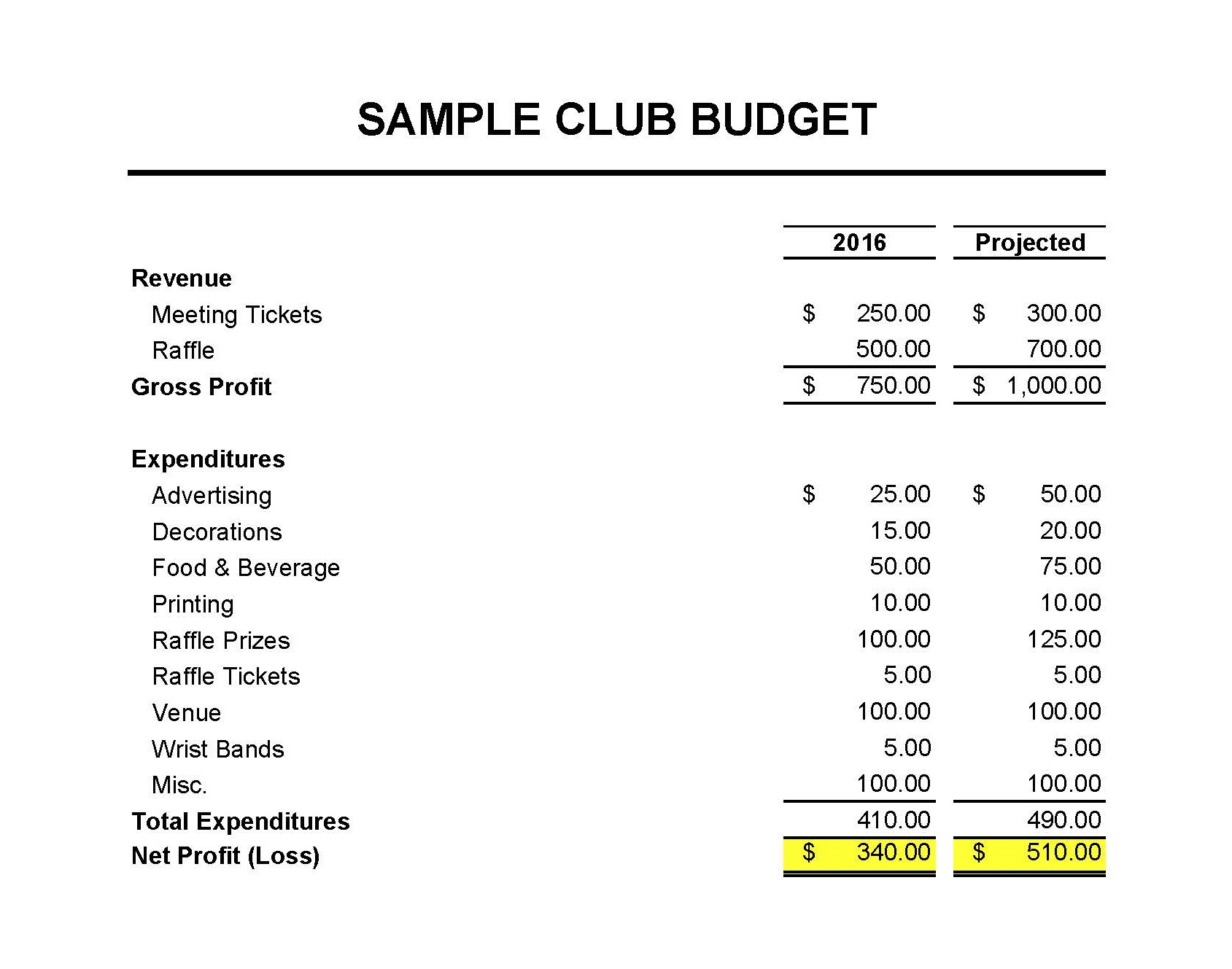 Club Treasurer Spreadsheet Template —