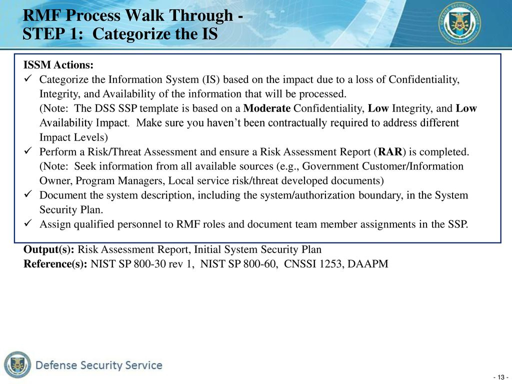 Cnssi 1253 Spreadsheet Pertaining To Defense Security Service Risk Management Framework Rmf  Ppt Download