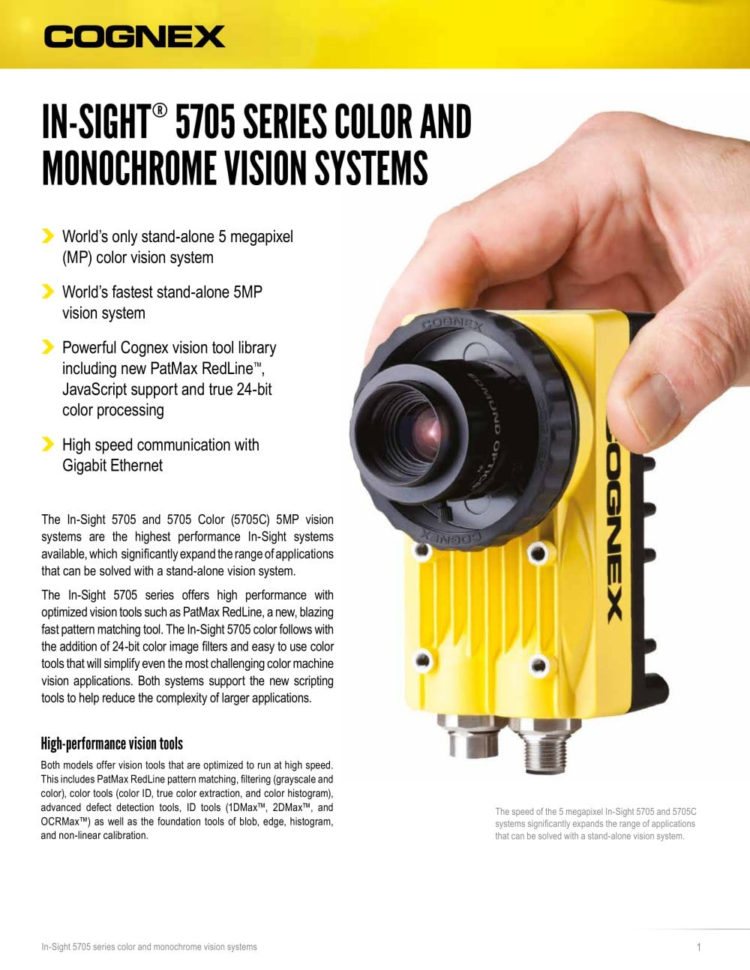 Cognex Spreadsheet Pertaining To Cog Datasheet Insight 5705 En Web  Cognex Corporation  Pdf