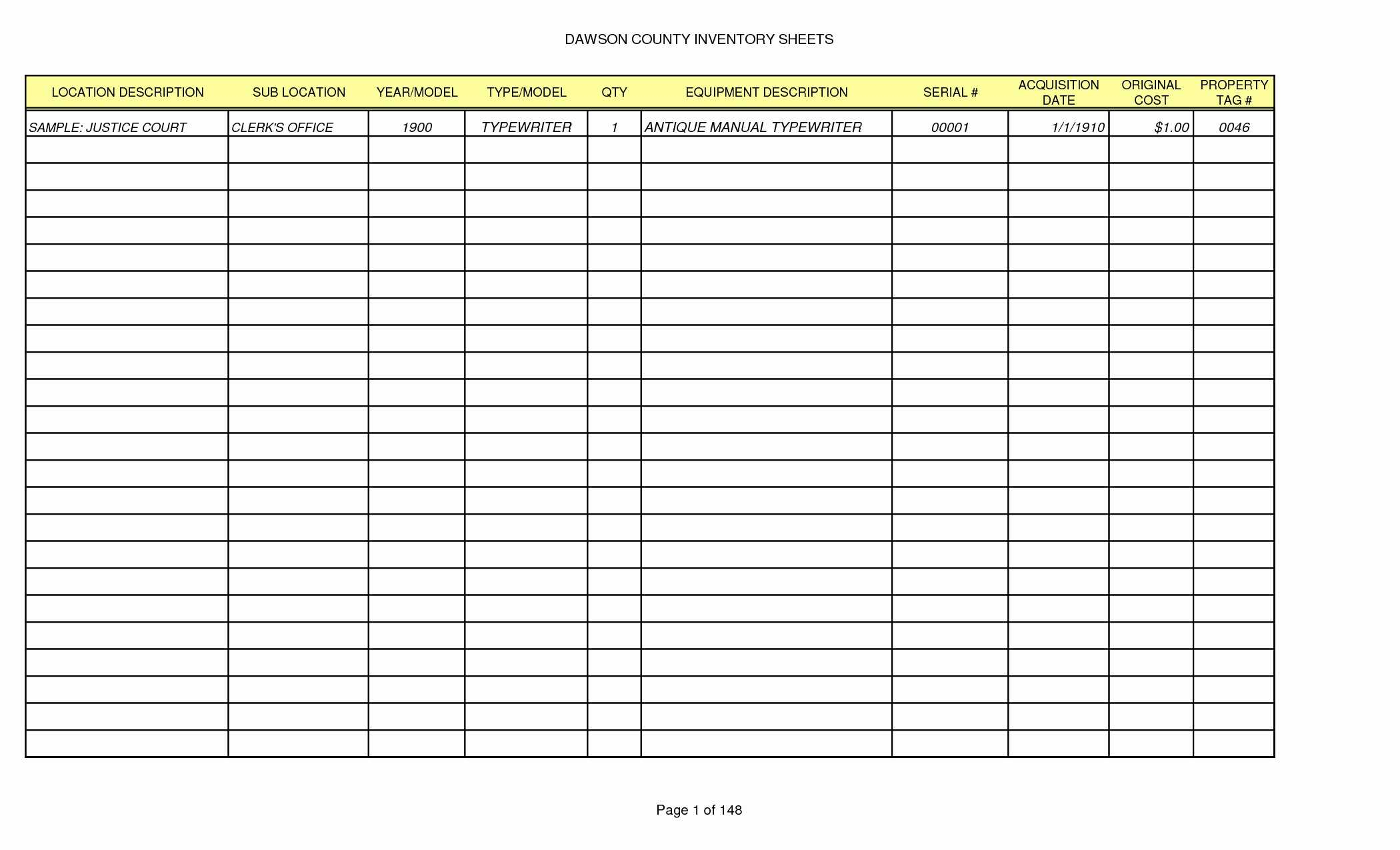 inventory sheet template