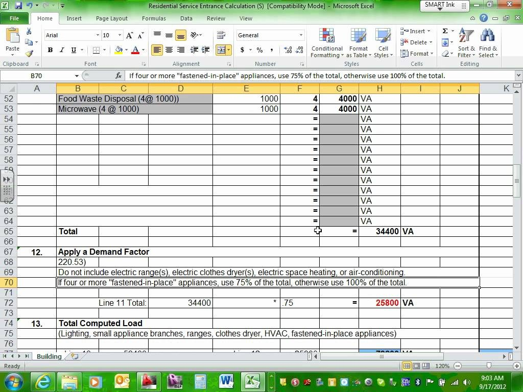 commercial load calculation worksheet