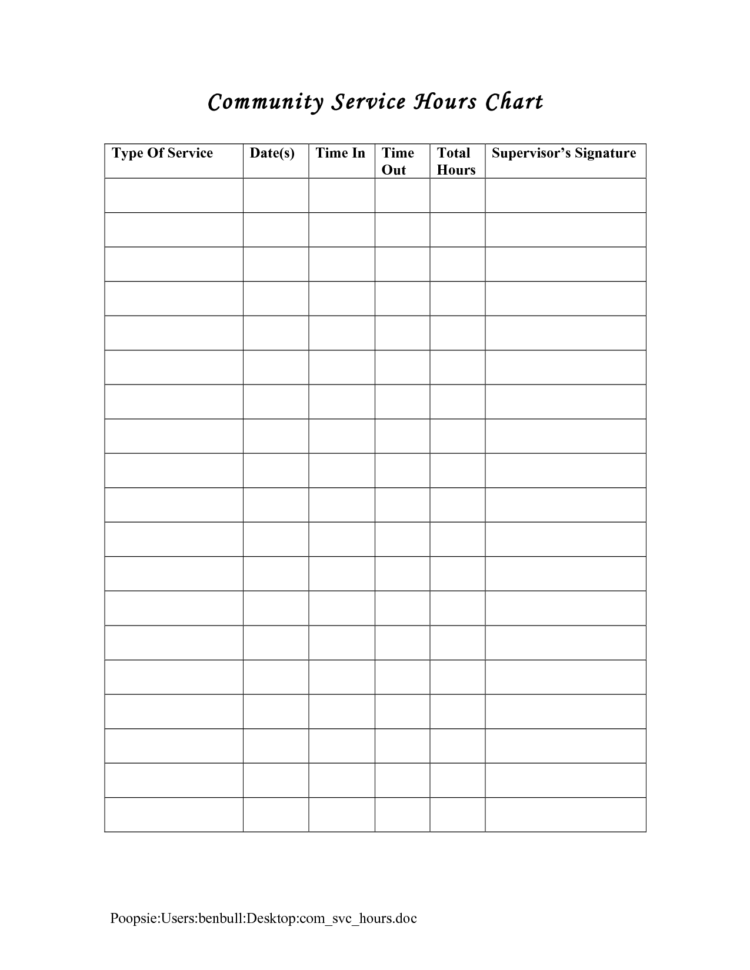 Community Service Spreadsheet For Community Service Spreadsheet Log Printable Sheet For Court  Pywrapper