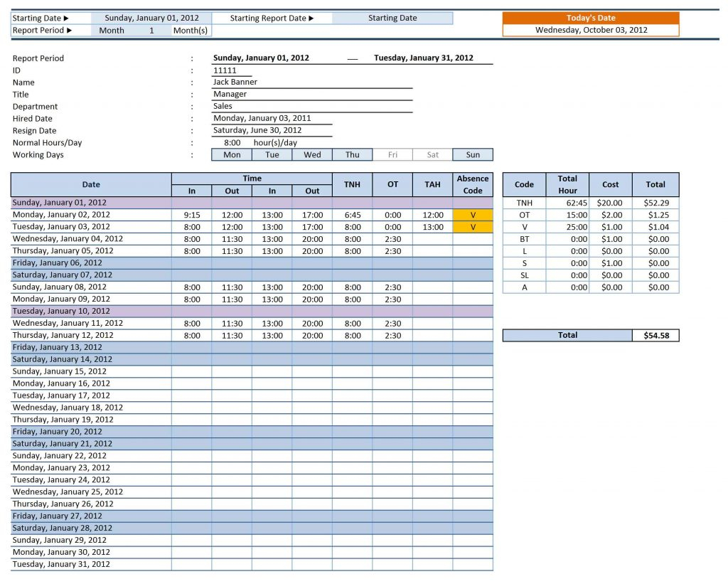 Comp Time Tracking Spreadsheet Download In Comp Time Tracking Spreadsheet Download Project Template Employee