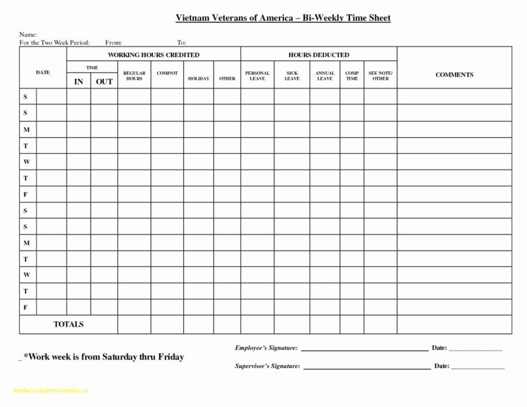 Comp Time Tracking Spreadsheet with regard to Weekly Timesheet Template ...