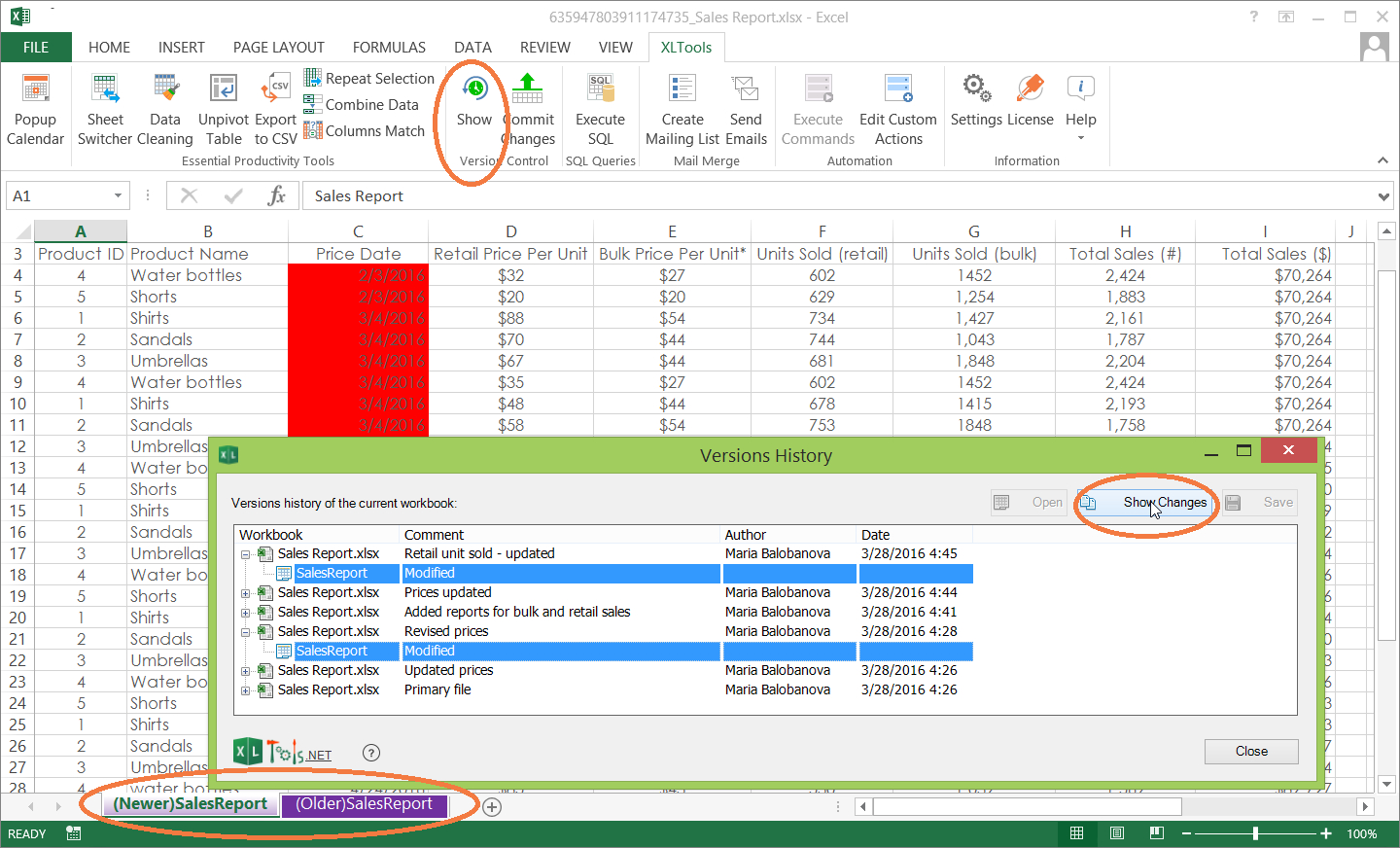 Compare Excel Spreadsheets Throughout Version Control For Excel Spreadsheets  Xltools – Excel Addins You