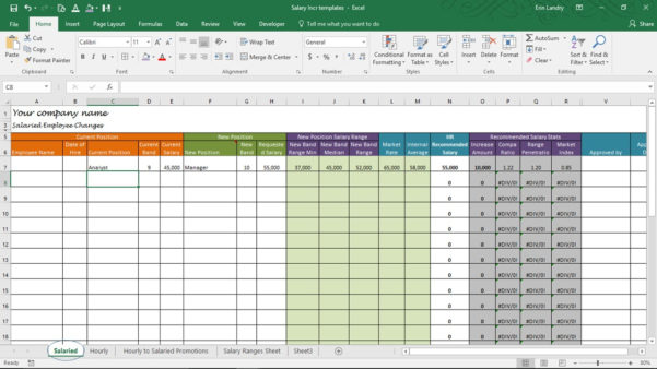 Compensation Analysis Spreadsheet With Regard To Salary Increase Template Excel Compensation Metrics Calculations 601x338 