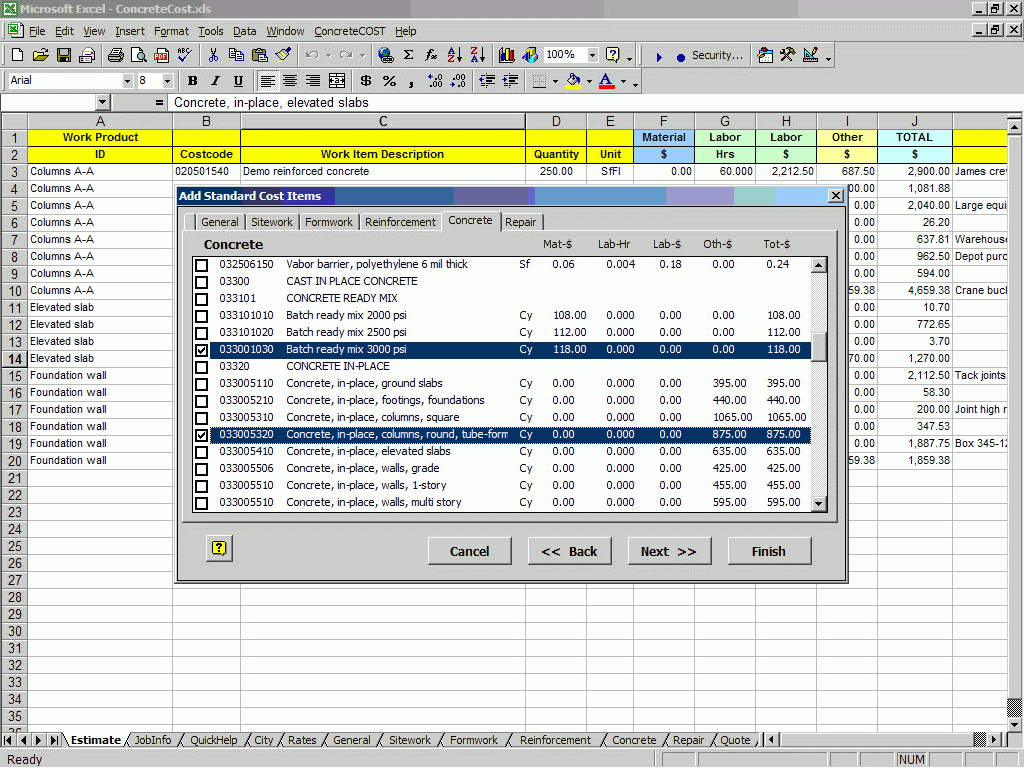 Concrete Estimating Excel Spreadsheet In Concrete Construction Cost Estimating Software For Excel