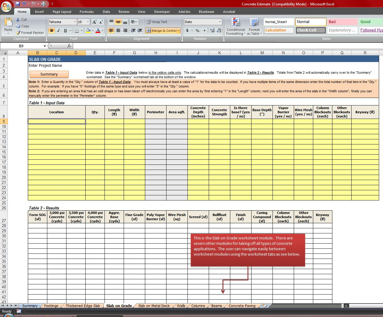 Concrete Estimating Excel Spreadsheet in Concrete Quantity Takeoff Excel Spreadsheet  Homebiz4U2Profit
