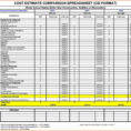 Construction Excel Spreadsheet With Construction Cost Estimate Spreadsheet And 10 Estimate Spreadsheet