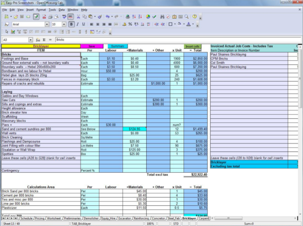 Construction Excel Spreadsheet within Estimating Spreadsheets Invoice ...