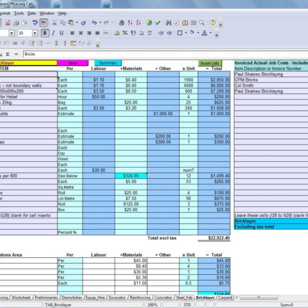 Construction Job Costing Spreadsheet Free regarding 7 Free Construction ...