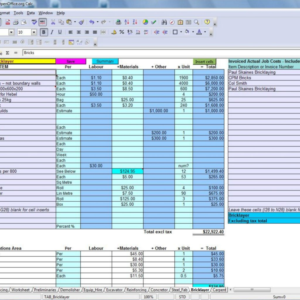Construction Job Costing Spreadsheet Free Regarding 7 Free Construction Estimating Software Products With Construction