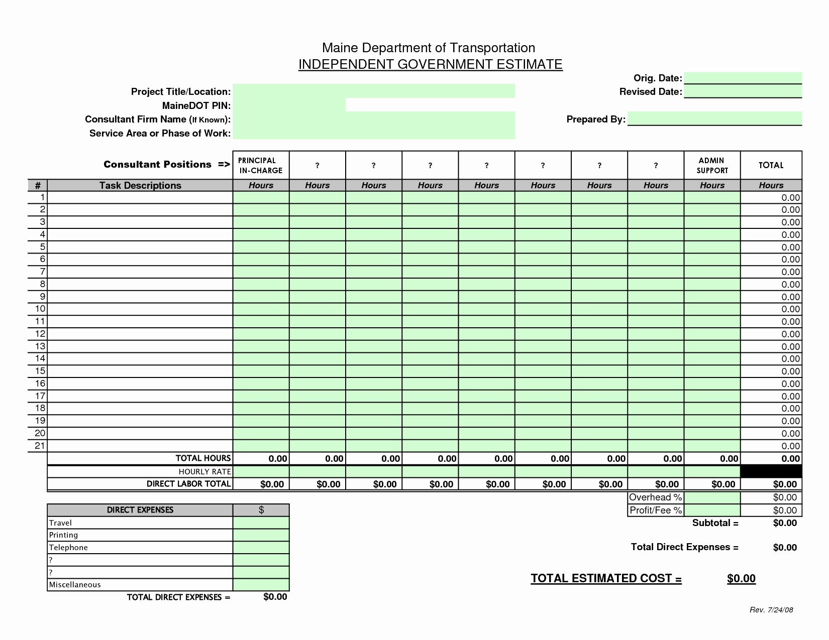 Job Costing Excel Template Free Download