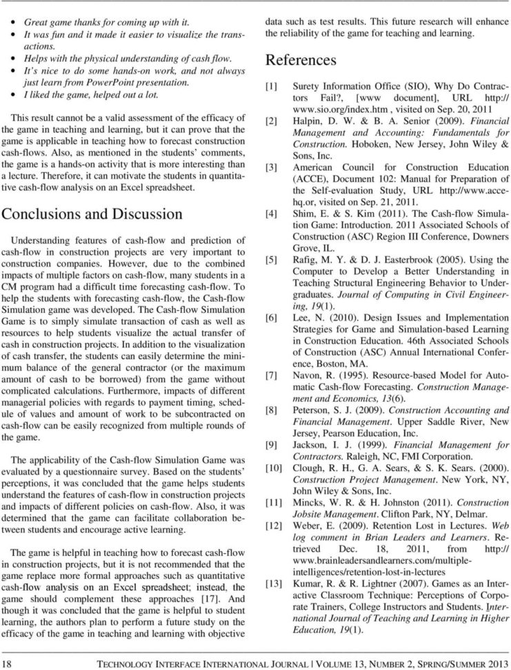 Construction Project Cash Flow Spreadsheet Intended For Cashflow Simulation Game For Teaching Project Cashflow Forecasting