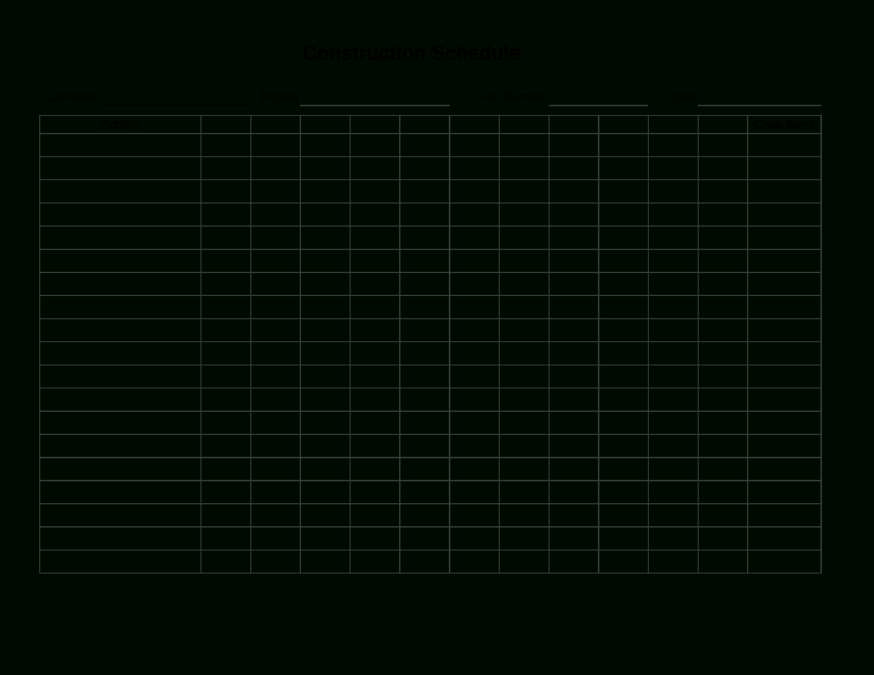 Construction Schedule Spreadsheet For Free Construction Job Schedule  Templates At Allbusinesstemplates