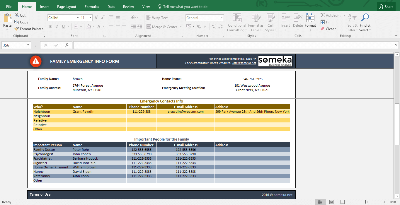 Contact Spreadsheet Within Emergency Contact Form  Free Excel Spreadsheet Template