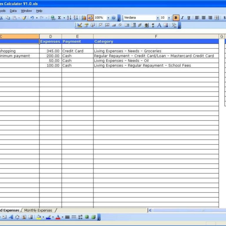 consultant independent contractor expenses spreadsheet