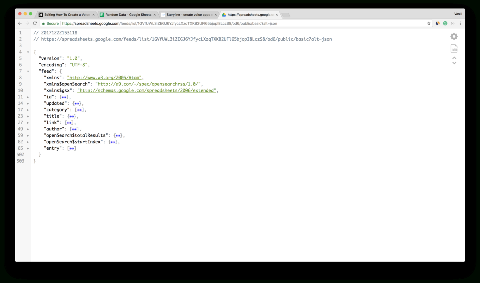 Convert Json To Google Spreadsheet For How To Create A Skill For Amazon Alexa Using Google Sheets And Storyline