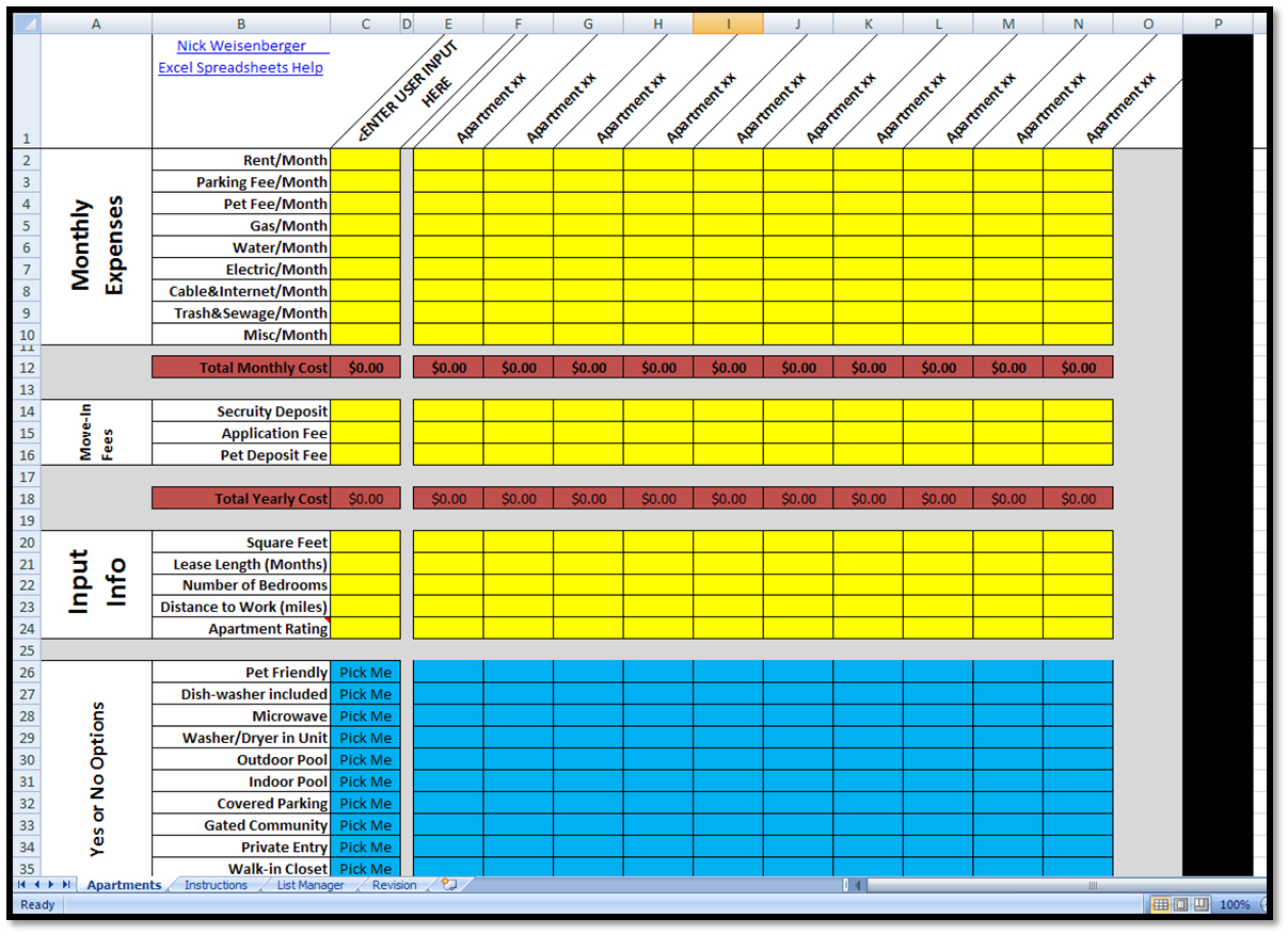 Excel Sheet Design Ideas