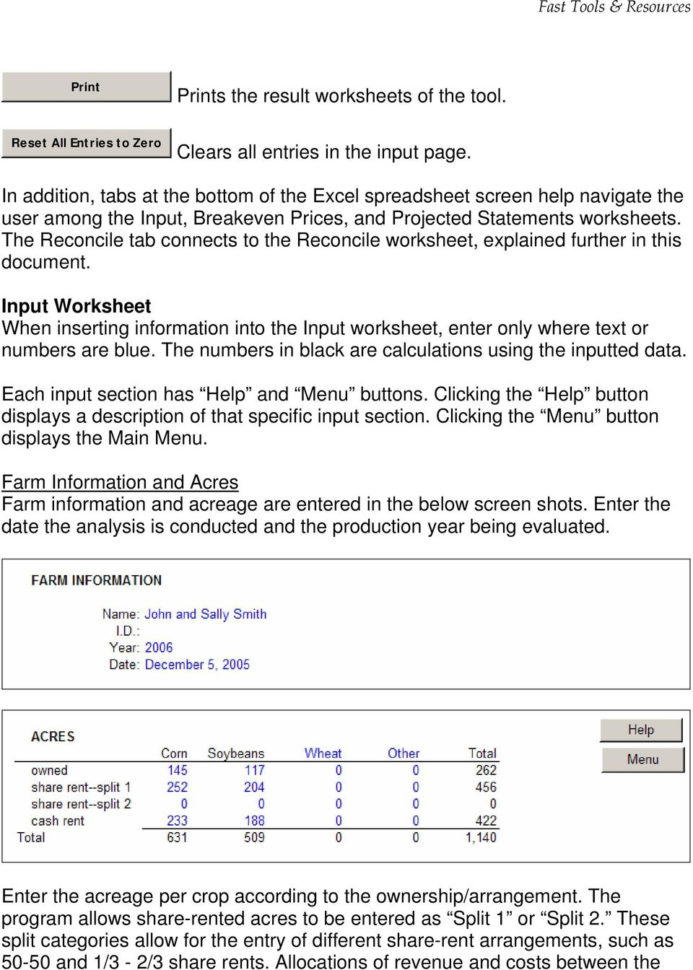 Corn Cost Per Acre Spreadsheet Inside Breakeven Analysis. Takes The User To The Data Input Worksheet Of Corn Cost Per Acre Spreadsheet Inside Breakeven Analysis. Takes The User To The Data Input Worksheet Of