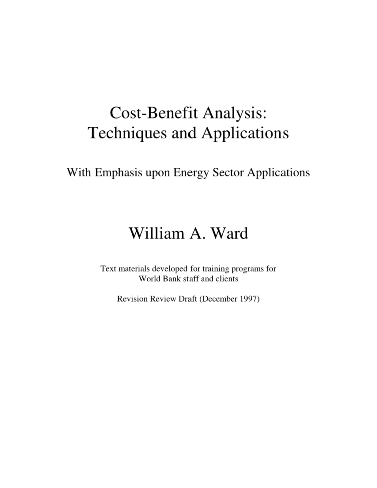 Cost Benefit Analysis Financial And Economic Appraisal Using Spreadsheets Within Pdf Costbenefit Analysis: Techniques And Applications  With
