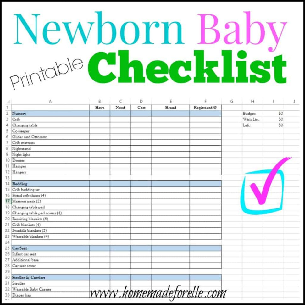 Costume Plot Spreadsheet Regarding Printable Newborn Checklist ⋆ Homemade For Elle