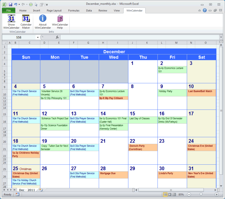 Create Calendar From Excel Spreadsheet Data —