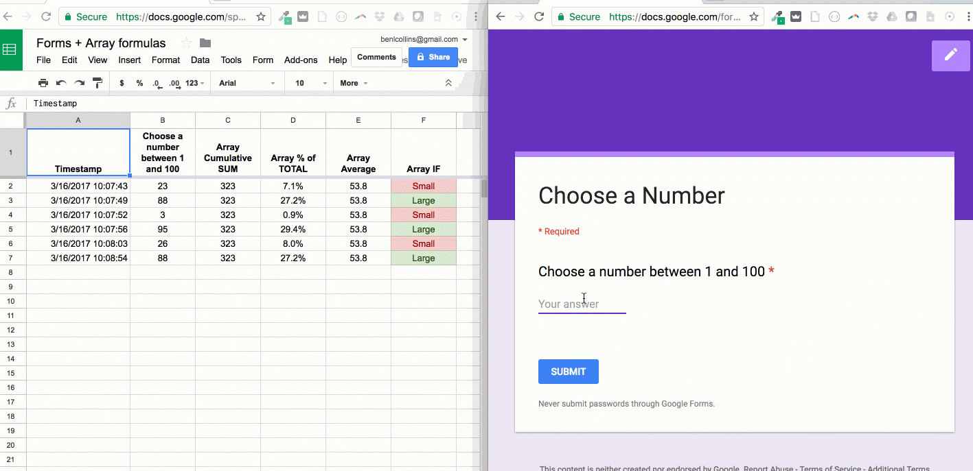 Create Google Form From Spreadsheet Inside Use Array Formulas To Autofill Calculation Columns When Using