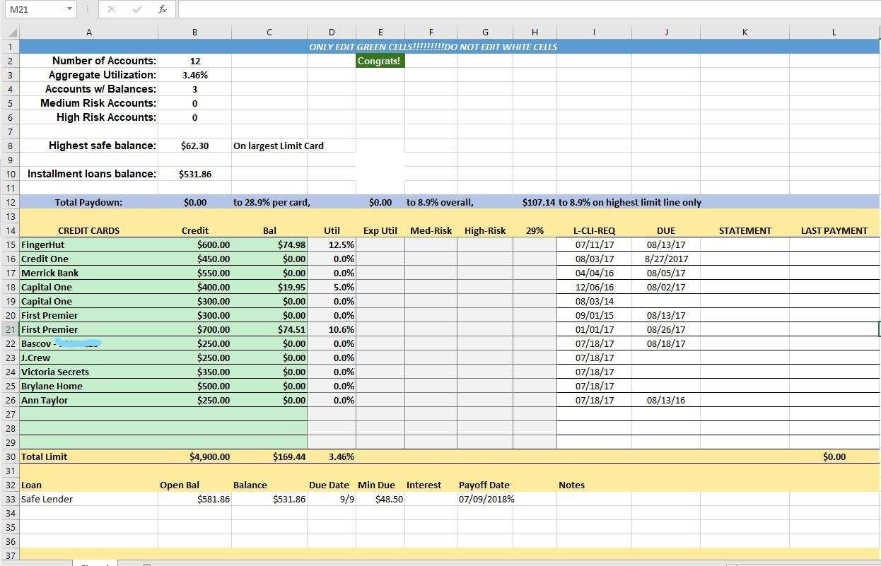 Credit Control Excel Spreadsheet In Credit Card Utilization Tracking Spreadsheet  Credit Warriors