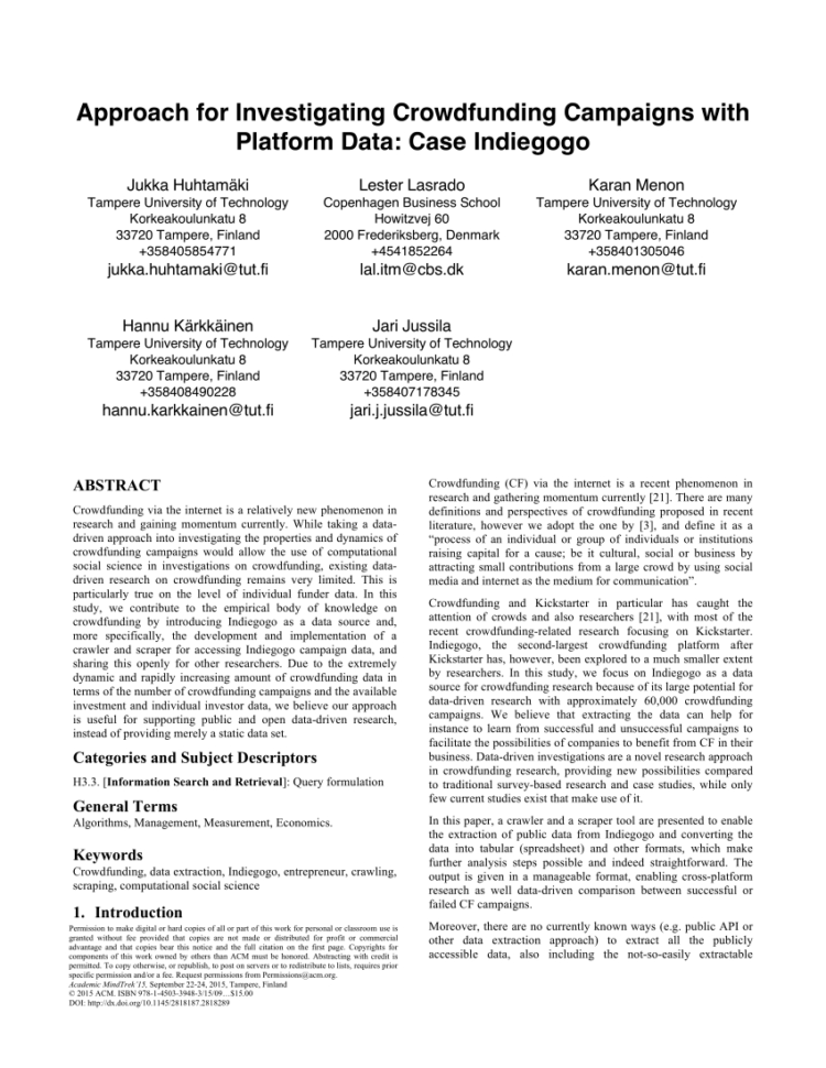 Crowdfunding Comparison Spreadsheet For Pdf Approach For Investigating Crowdfunding Campaigns With Platform Crowdfunding Comparison Spreadsheet For Pdf Approach For Investigating Crowdfunding Campaigns With Platform