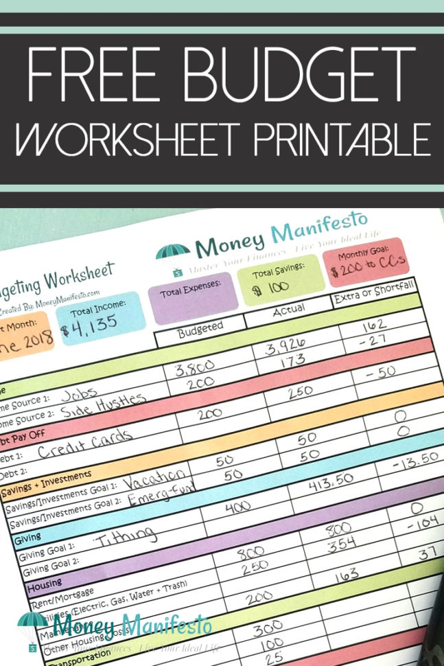 Cruise Budget Spreadsheet Pertaining To Free Budgeting Worksheet Printable To Help You Learn How To Budget