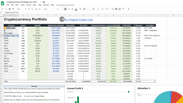 my crypto currency tracking sheet excel google doc