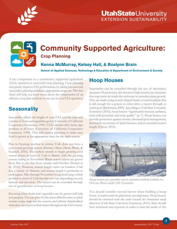 Csa Planning Spreadsheet Regarding Pdf Community Supported Agriculture: Crop Planning