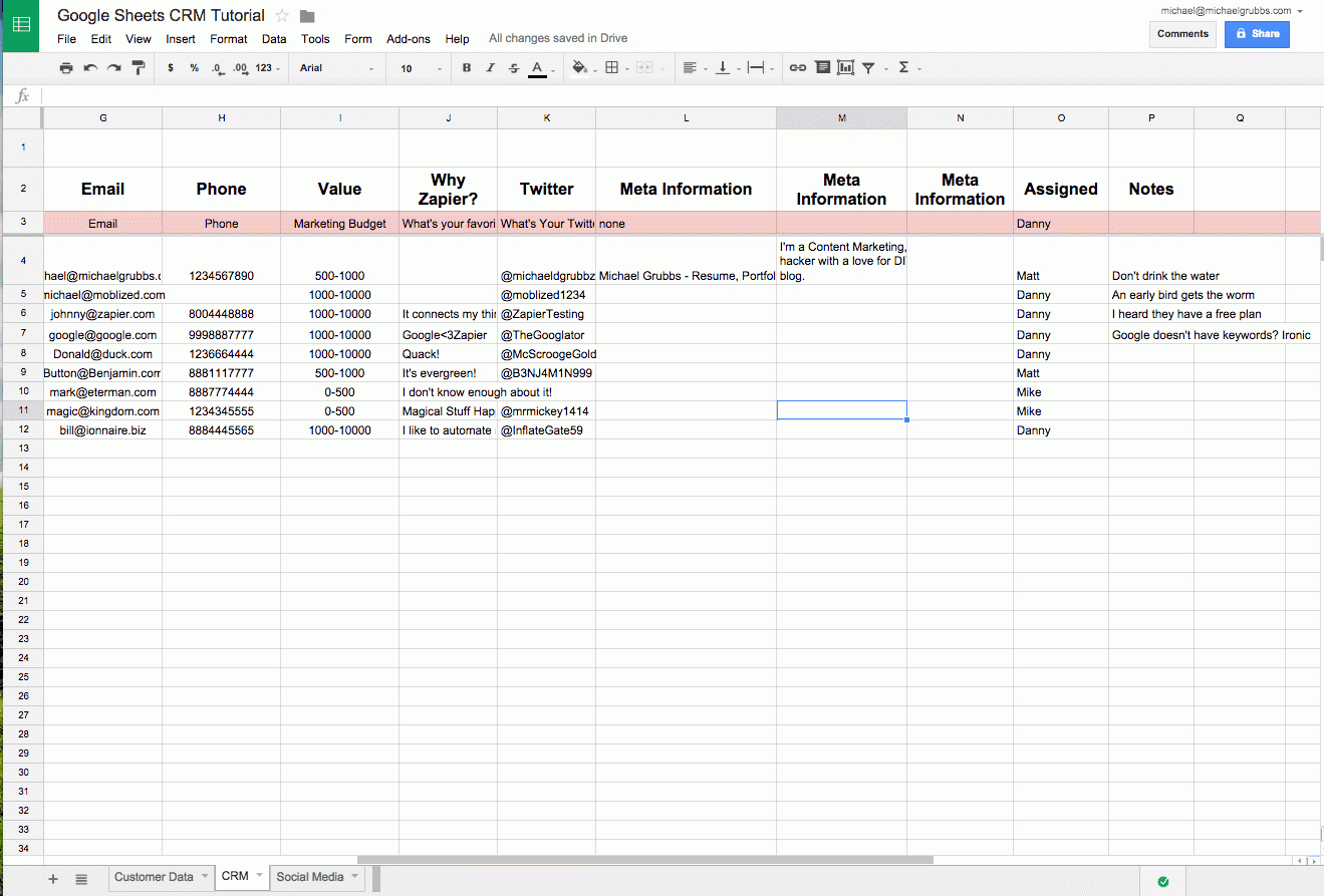 Customer Spreadsheet With Spreadsheet Crm: How To Create A Customizable Crm With Google Sheets