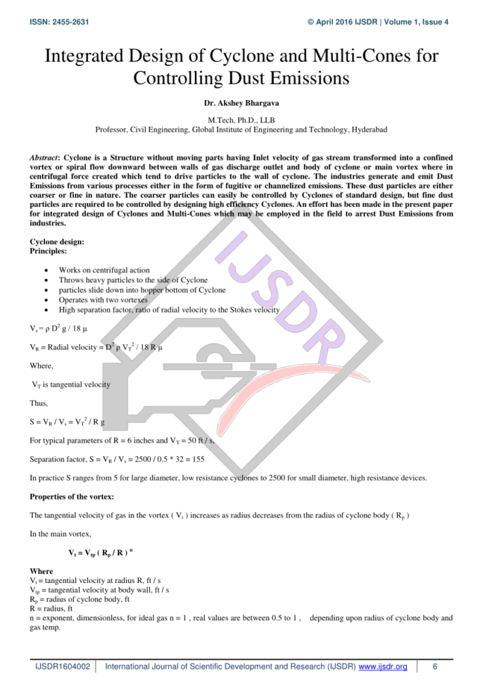 Cyclone Design Spreadsheet Within Pdf Design Of High Efficiency Cyclone For Tiny Cement Industry